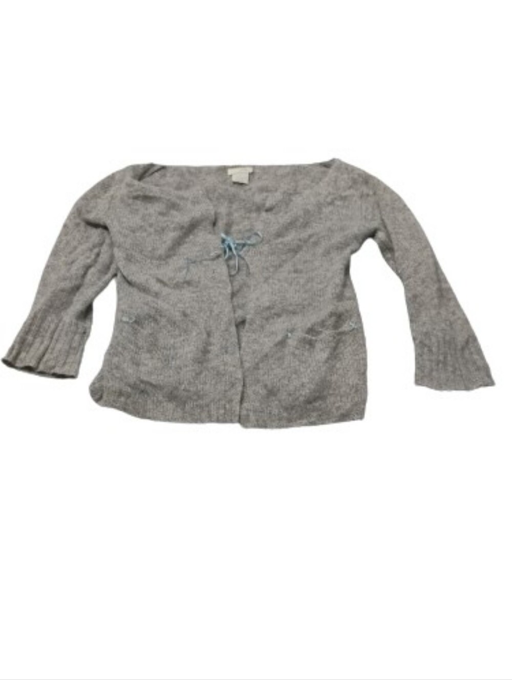 Odille Anthropologie 2010s Front Tie Blue Ribbon Cashmere Cardigan Sweater XS
